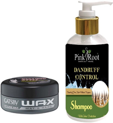 

Pink Root DANDRUFF CONTROL SHAMPOO 200ML WITH GATSBY MAT & HARD WAX(Set of 2)