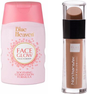 

Blue Heaven lip colour non -transfer & face glow powder(Set of 2)