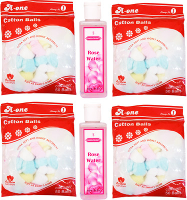 

Sheer Secret Rose Water (2x100ml) and A-One Cotton Balls (4x50 Balls)(Set of 6)