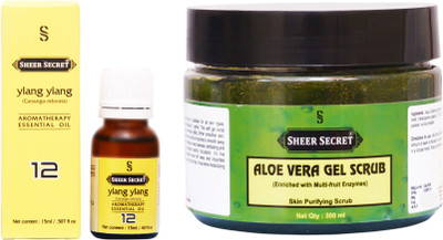 

Sheer Secret Aloe Vera Scrub 300ml and Ylang Ylang Essential Oil 15ml(Set of 2)