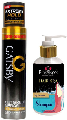 

Pink Root HAIR SPA SHAMPOO WITH EXTREME HOLD SPRAY(Set of 2)