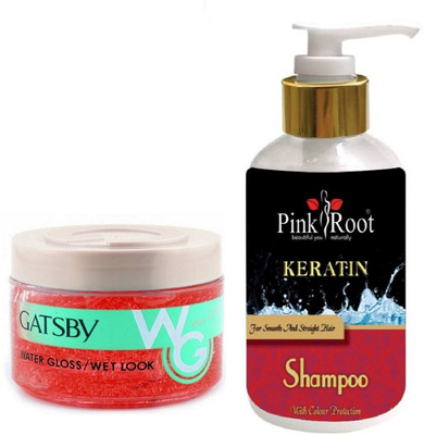 

Pink Root KERTAIN SHAMPOO 200ML WITH GATSBY WATER GLOSS\WET LOOK GEL(Set of 2)