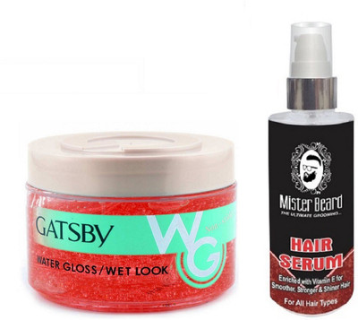 

MISTER BEARD HAIR SERUM WITH GATSBY WATER GLOSS\WET LOOK GEL(Set of 2)
