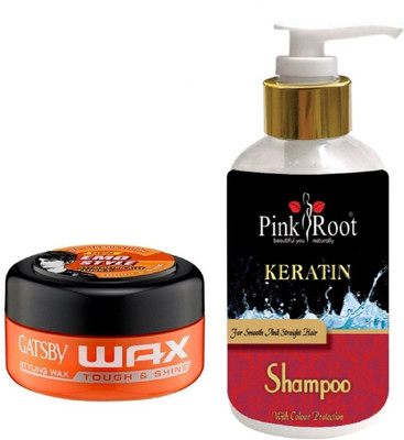 

Pink Root KERTAIN SHAMPOO 200ML WITH GATSBY TOUGH & SHINE WAX(Set of 2)