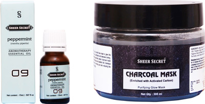 

Sheer Secret Charcoal Mask 300ml and Peppermint Essential Oil 15ml(Set of 2)