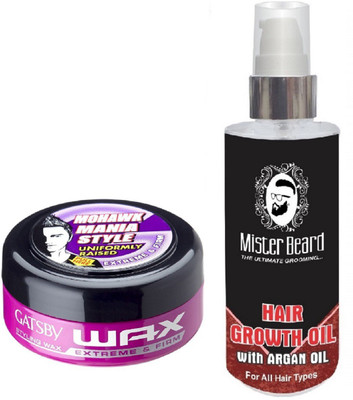MISTER BEARD ARGAN HAIR OIL WITH GATSBY EXTREME FIRM & WAX(Set of 2)