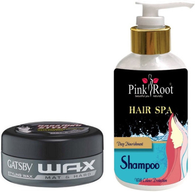 

Pink Root HAIR SPA SHAMPOO 200ML WITH GATSBY MAT & HARD WAX(Set of 2)