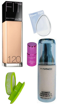 

power point Silicon puff with Fit me Foundation, Mirror Nail Polish pak of 2, remover&Match Master Foundation(Set of 5)