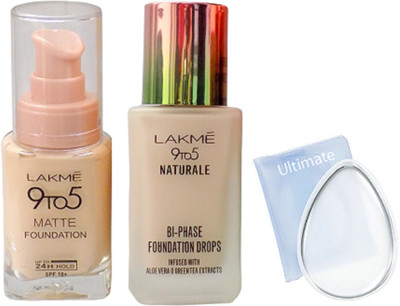 

Ultimate silicon puff, Lakme 9to5 Naturale and matte foundation(Set of 3)
