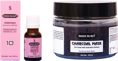 

Sheer Secret Charcoal Mask 300ml and Rosemary Essential Oil 15ml(Set of 2)
