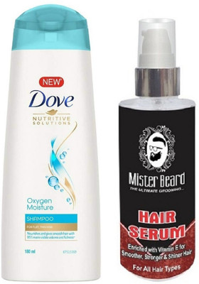 

MISTER BEARD HAIR SERUM WITH DOVE OXYGEN MOISTURE SHAMPOO 180ML(Set of 2)