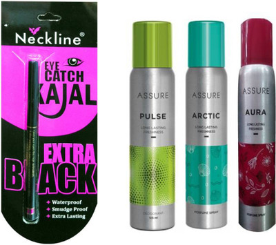 

Assure body spray and neckline kajal(Set of 4)