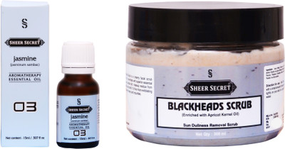 

Sheer Secret Blackheads Scrub 300ml and Jasmine Essential Oil 15ml(Set of 2)