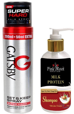 

Pink Root MILK PROTEIN SHAMPOO 200ML WITH GATSBY SUPER HARD SPRAY(Set of 2)
