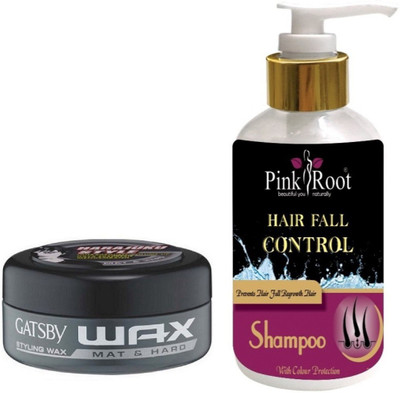 

Pink Root HAIR FALL CONTROL SHAMPOO 200ML WITH GATSBY MAT & HARD WAX(Set of 2)