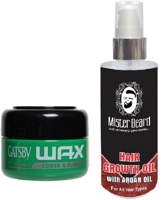 

MISTER BEARD ARGAN HAIR OIL WITH GATSBY LOOSE & FLOW WAX(Set of 2)