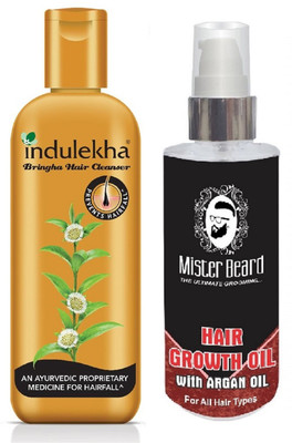

MISTER BEARD ARGAN HAIR OIL WITH INDULEKHA BRINGHA HAIR CLEANSER(Set of 2)