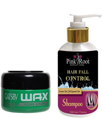 

Pink Root HAIR FALL CONTROL SHAMPOO 200ML WITH GATSBY LOOSE & FLOW WAX(Set of 2)