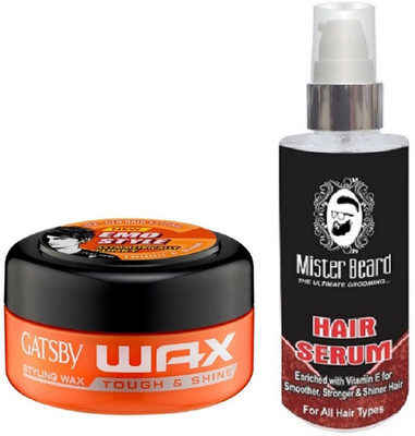 

MISTER BEARD HAIR SERUM WITH GATSBY TOUGH & SHINE WAX(Set of 2)