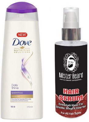 

MISTER BEARD HAIR SERUM WITH DOVE DAILY SHINE SHAMPOO 180ML(Set of 2)