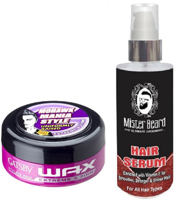 

MISTER BEARD HAIR SERUM WITH GATSBY EXTREME FIRM & WAX(Set of 2)
