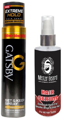 

MISTER BEARD HAIR SERUM WITH GATSBY EXTREME HOLD SPRAY(Set of 2)