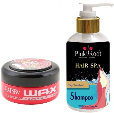 

Pink Root HAIR SPA SHAMPOO 200ML WITH GATSBY POWER & SPIKES WAX(Set of 2)