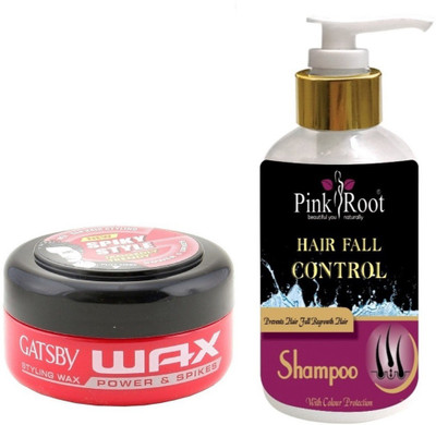 

Pink Root HAIR FALL CONTROL SHAMPOO 200ML WITH GATSBY POWER & SPIKES WAX(Set of 2)