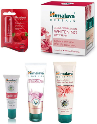 

Himalaya strawberry lip shine care, clear complexion face wash, clear complexion face scrub, clear complexion face cream, lip balm(Set of 5)