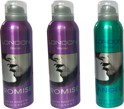 

LONDON 2 PROMISE AND 1 ANGEL ( PACK OF 3) Deodorant Spray - For Women(200 ml, Pack of 3)