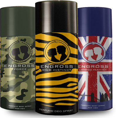 

ENGROSS PERFUME DEO SPRAY COMBO PACK Perfume Body Spray - For Men & Women(450 ml, Pack of 3)