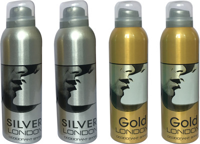

LONDON 2 SILVER AND 2 GOLD ( PACK OF 4) Deodorant Spray - For Men & Women(200 ml, Pack of 4)