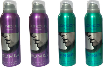 

LONDON 2 PROMISE AND 2 ANGEL ( PACK OF 4) Deodorant Spray - For Women(200 ml, Pack of 4)