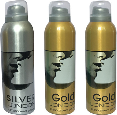 

LONDON 1 SILVER AND 2 GOLD ( PACK OF 3) Deodorant Spray - For Men & Women(200 ml, Pack of 3)