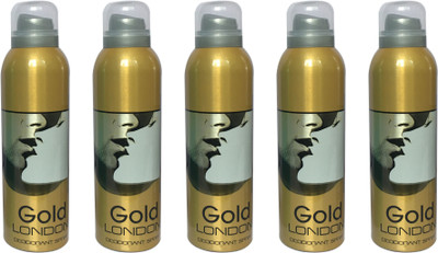 

LONDON GOLD ( PACK OF 5) Deodorant Spray - For Men & Women(200 ml, Pack of 5)