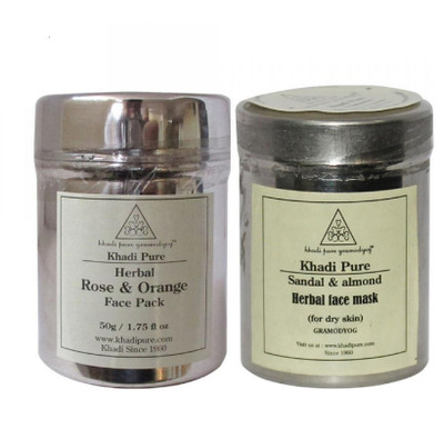 

Khadi Pure Herbal Rose & Orange And Sandal & Almond Face Mask/Pack Combo (100g) Pack 2(100 g)