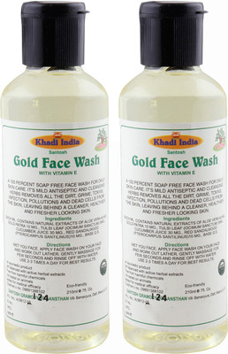 

Khadi India Santosh Gold Face Wash with Vitamin-E (Pack of 2) Each of (210 ml) Face Wash(420 ml)