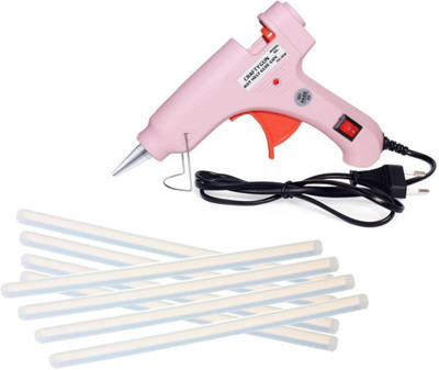 CRAFTYGUN 20 WATT FD-20W PINK GLUE GUN (ON OFF SWITCH&INDICATOR) 8 ADHESIVE HOT GLUE STICKS Standard Temperature Corded Glue Gun(7 mm)