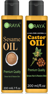 

ORAYA 100% Organic Cold Pressed Castor Oil And Sesame Oil Hair Oil(400 ml)