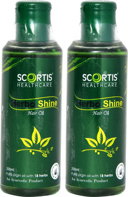 

SCORTIS HerboShine Organic Hair Growth Oil & Ayurvedic Hair Fall Control Oil With Bhringraj,Amla and Coconut Milk-200ml Hair Oil(400 ml)