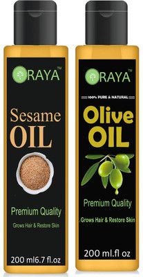 

ORAYA 100% Premium Extra Virgin Olive Oil And Sesame Oil For Hair Growth Hair Oil(400 ml)