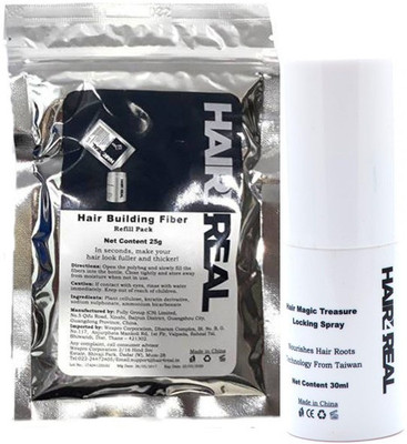 

Hair4real Hair Building Hair Fibres 25g Refill Pack with 30ml Hair Locking Spray (Black)(55 g)