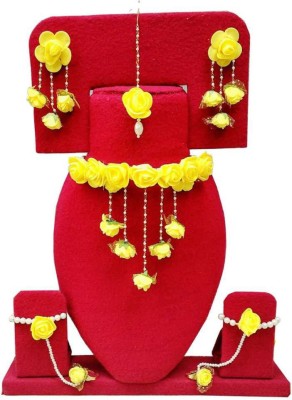 YouBella Fabric Yellow, White Jewellery Set(Pack of 1)