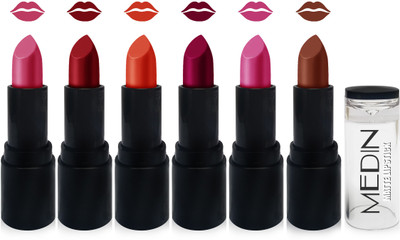 

Medin paris newage matte lipstick cosmetics makeup combo set of 6 new color(pink l maroon orange falsa bluepink brown)