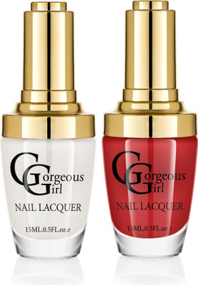 

Gorgeous Girl Glossy Nail Lacquer Floral White-01 & Rosewood-03(Pack of 2)