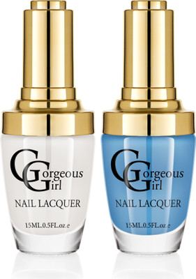 

Gorgeous Girl Glossy Nail Lacquer Floral White-01 & Ball Blue-06(Pack of 2)