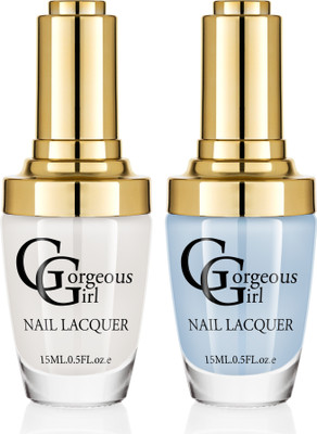 

Gorgeous Girl Glossy Nail Lacquer Floral White-01 & Non Photo Blue-05(Pack of 2)