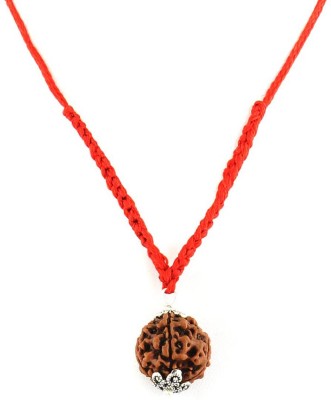 Gems Jewels Online Five Mukhi Rudraksha Silver Wood Pendant