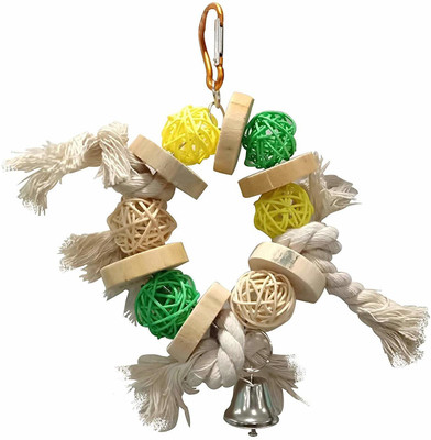 

Pets Empire Small Fuzz Ring Bird Toy Parrot cage Toys Cages-1 Piece Wooden Chew Toy For Bird