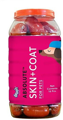 

drools Absolute SKIN + COAT for Pets 32 pcs dog sausage for treat food , vitamins , calcium , nutrition , fast energy gaining , minerals Chicken Dog Treat(1.5 kg, Pack of 32)